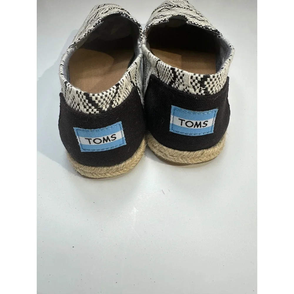 TOMS Womens Alpargata Woven Geometric Espadrille Flats Black White Size 8